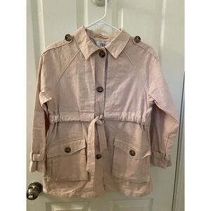 Zara Kids Girls Blush Pink Linen Blend Trench Coat Size 13-14 years